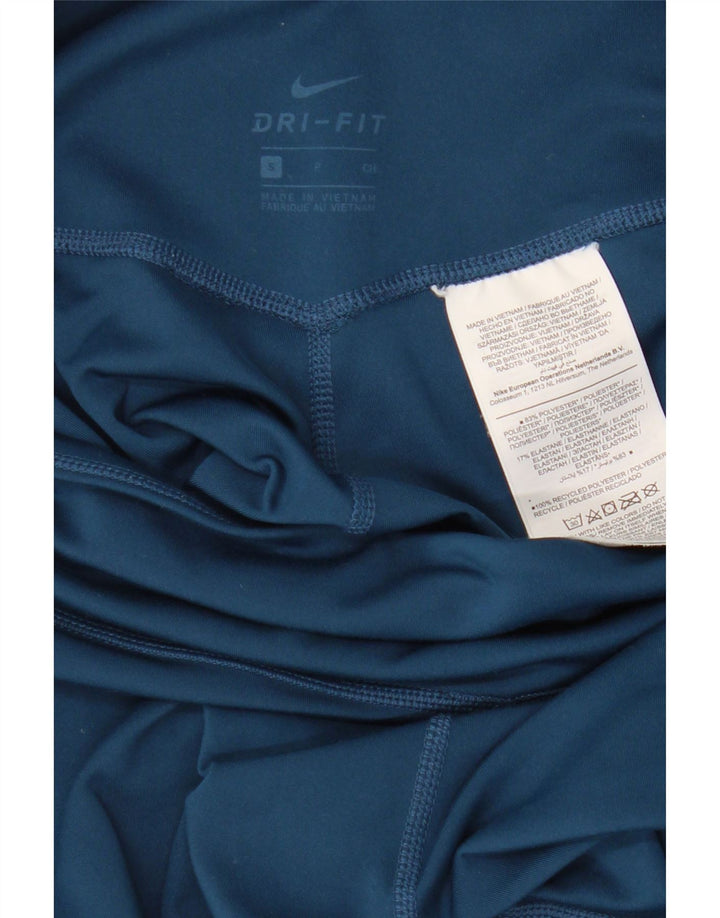 NIKE Ženske Dri Fit Graphic Leggings UK 8 Small Blue Polyester