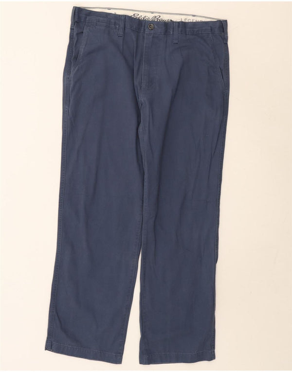 Eddie Bauer muške ravne chino hlače W36 L30 tamnoplavi pamuk