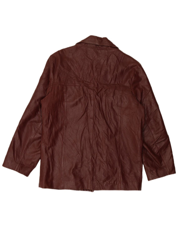 VINTAGE muška kožna jakna sa 4 gumba IT 50 velika tamnocrvena koža