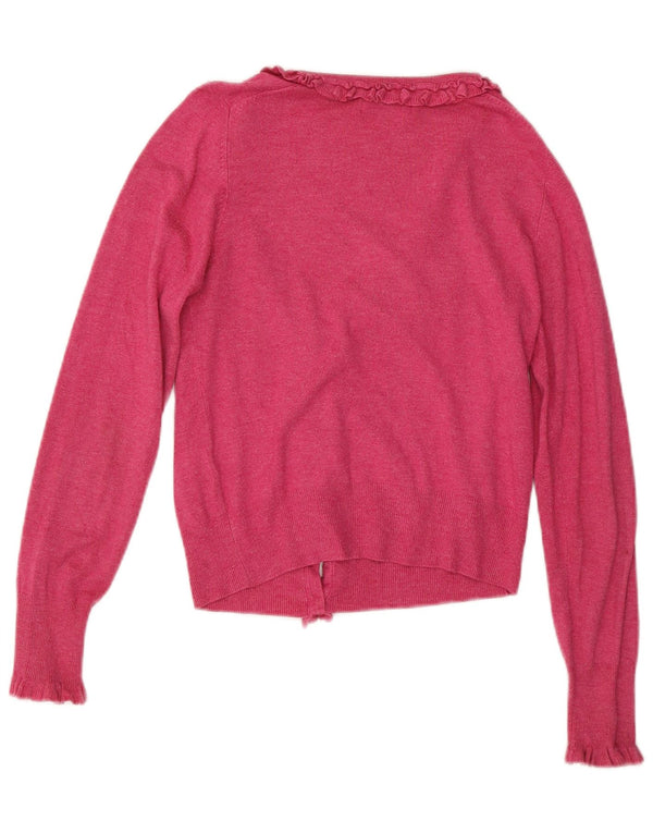 Marks & Spencer Womens Crop Ruffle Front Cardigan Sweater UK 8 Small Pink