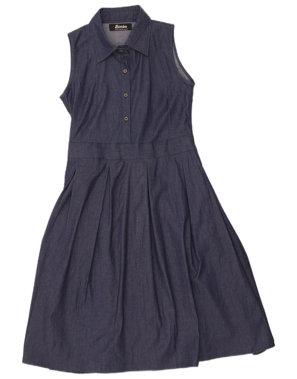VINTAGE ženska traper haljina bez rukava UK 12 srednje tamnoplava