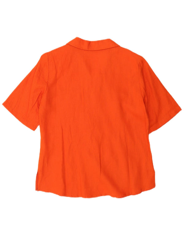 Vintage ženska košulja kratkih rukava UK 16 Large Orange Lan