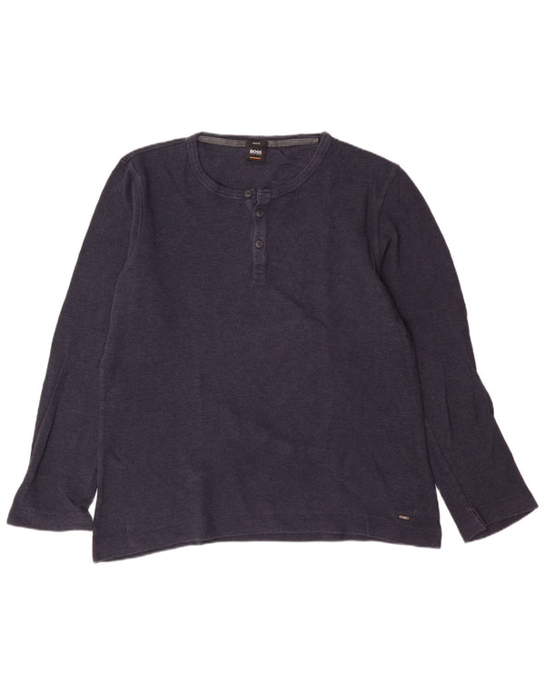 HUGO BOSS Muška uska majica dugih rukava 2XL tamnoplavi pamuk