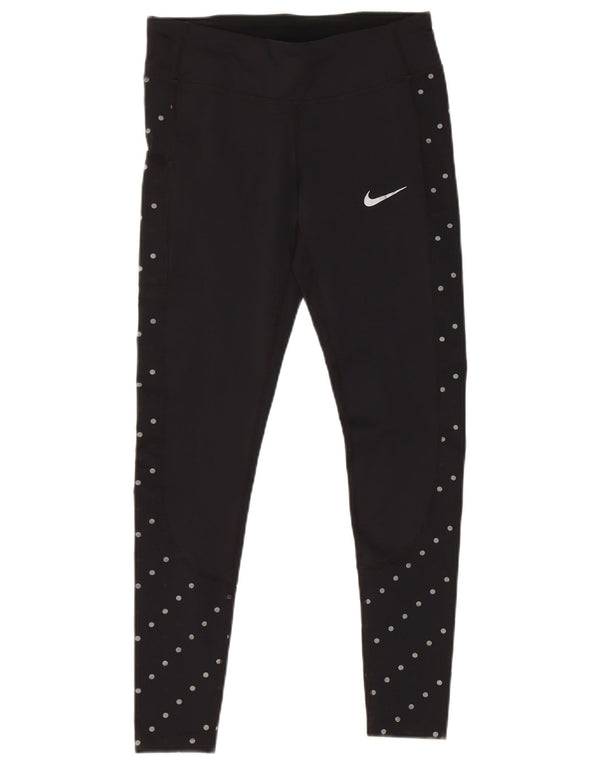 Nike Ženske Dri Fit Leggings UK 10 Mali crni poliester na točkice