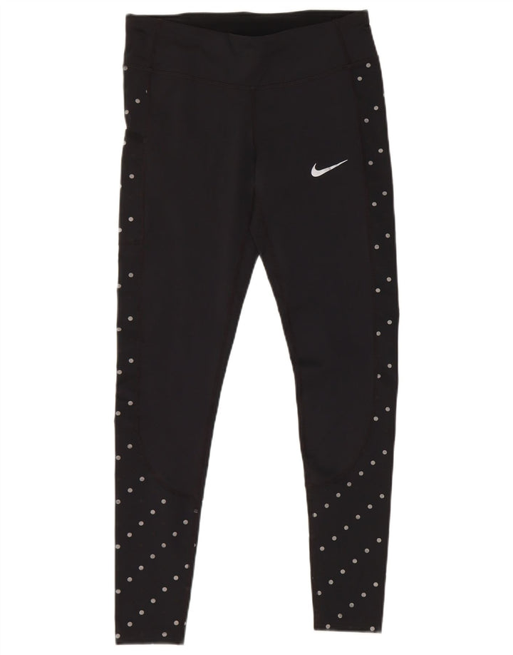 Nike Ženske Dri Fit Leggings UK 10 Mali crni poliester na točkice