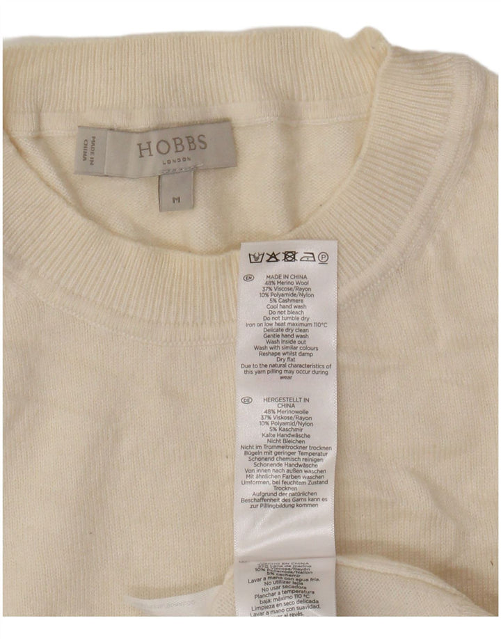 HOBBS Womens Graphic Crew Neck Jumper Sweater UK 12 Medium Off White