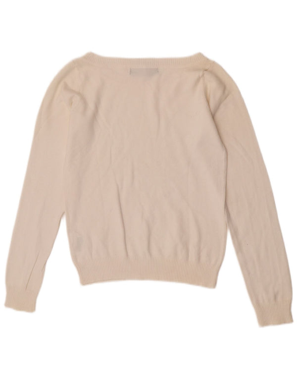 Zara Womens Boat Neck Jumper Sweater UK 12 Medium Off White Cotton