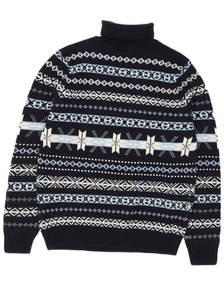 GUTTERIDGE Muški pulover s rol izrezom XL tamnoplava Fair Isle vuna