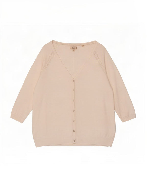 Fat Face ženski kardigan džemper s 3/4 rukavima UK 16 Large Off White Pamuk