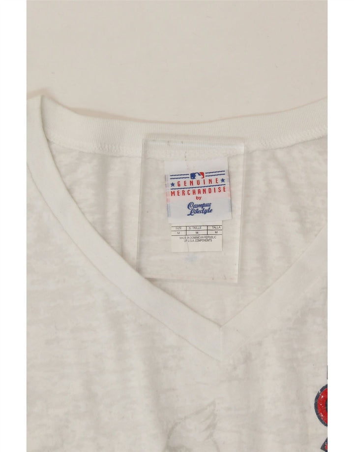 GENUINE MERCHANDISE Womens Graphic T-Shirt Top UK 12 Medium White Vintage Genuine Merchandise and Second-Hand Genuine Merchandise from Messina Hembry 