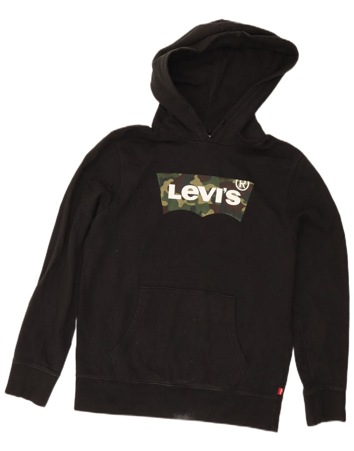 Levi's muška majica s kapuljačom s kapuljačom, mali crni pamuk