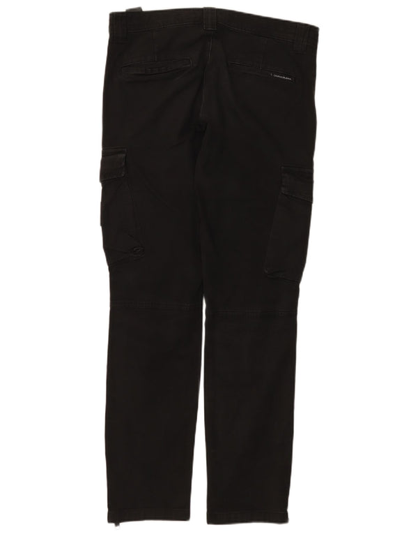 CALVIN KLEIN Mens Slim Cargo Trousers W30 L29 Black Cotton