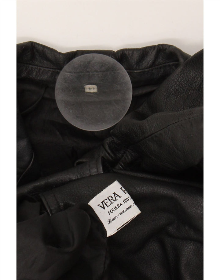 VINTAGE Womens Leather Jacket IT 44 Medium Black Leather