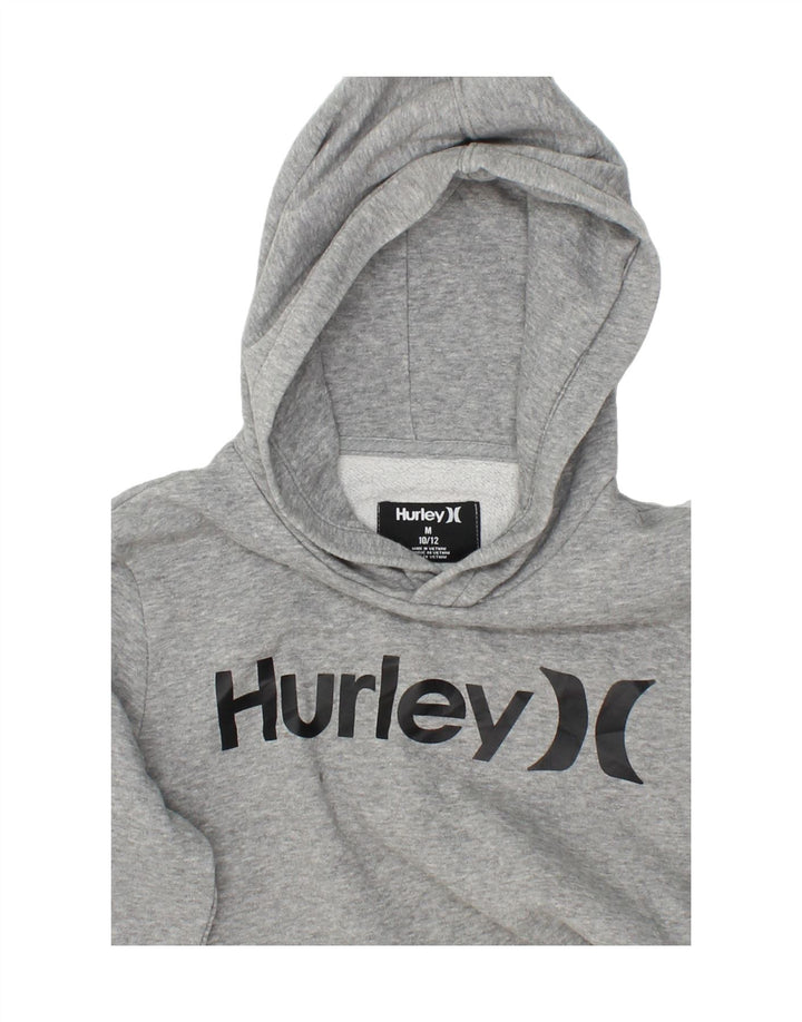 HURLEY Boys Graphic Hoodie Jumper 10-11 Years Medium  Grey Vintage Hurley and Second-Hand Hurley from Messina Hembry 