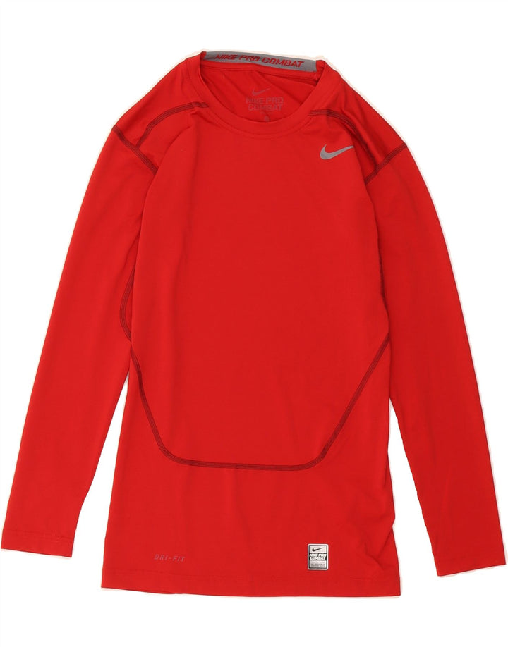 NIKE Mens Dri Fit Top Long Sleeve Small Red Polyester Vintage Nike and Second-Hand Nike from Messina Hembry 