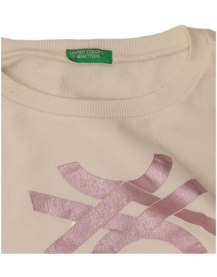 Benetton ženski džemper s grafičkim motivima UK 10 Small White