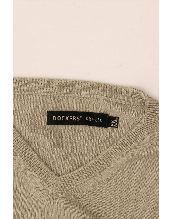 Dockers muški kaki džemper s V-izrezom 2XL kaki boje