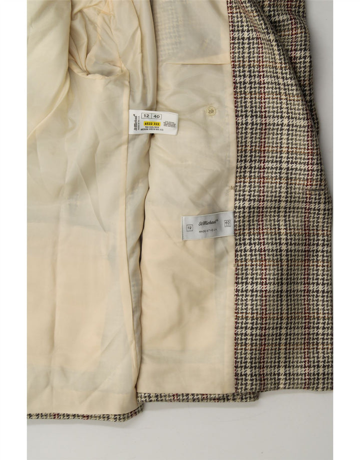 ST MICHAEL Womens Blazer Jacket UK 12 Medium Grey Houndstooth Vintage St Michael and Second-Hand St Michael from Messina Hembry 