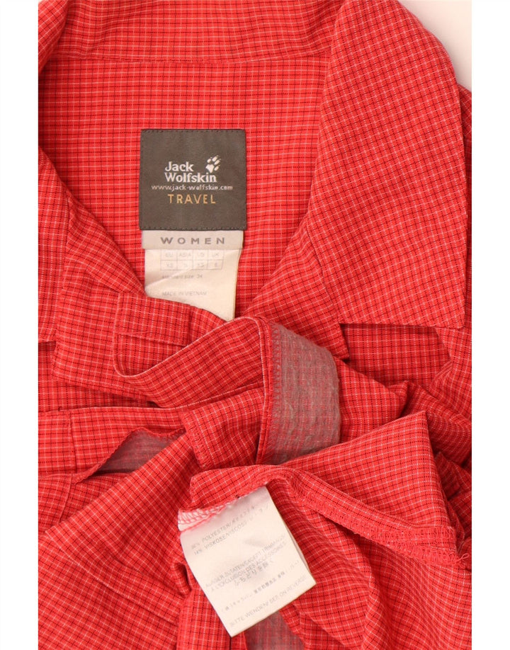 Jack Wolfskin ženska majica kratkih rukava UK 8 mali crveni karirani poliester