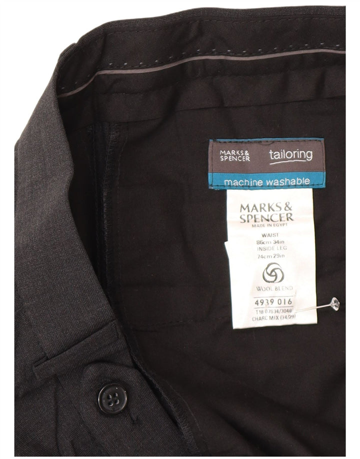 Marks & Spencer muške hlače s štipaljkama po mjeri W34 L29 sivi poliester