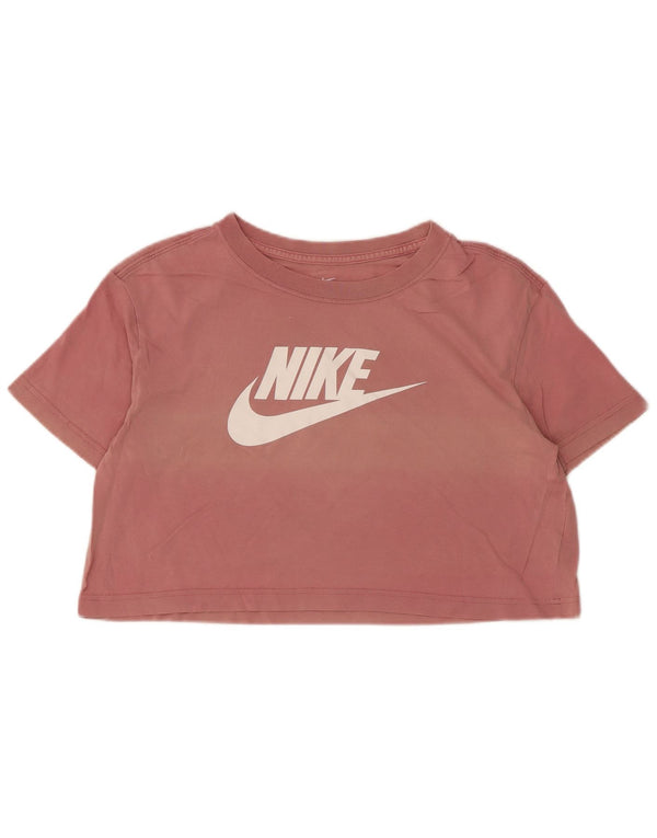 Nike ženska majica kratkih rukava s velikim grafičkim kratkim rukavima UK 10 Small Pink Cotton