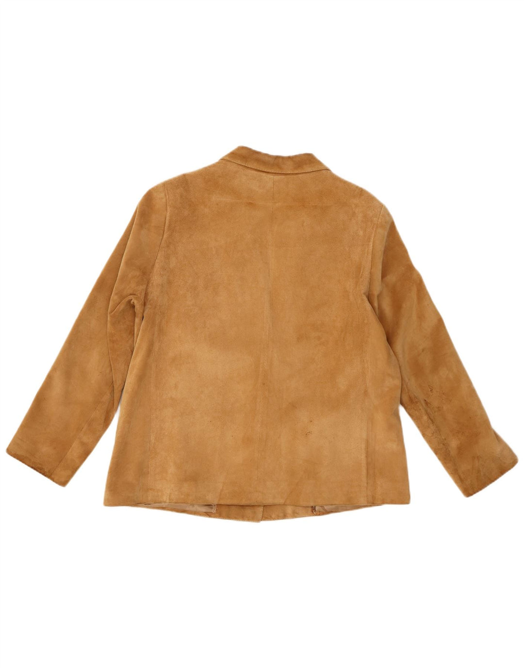 Vintage ženska jakna od brušene kože s 2 gumba UK 14 srednje smeđa