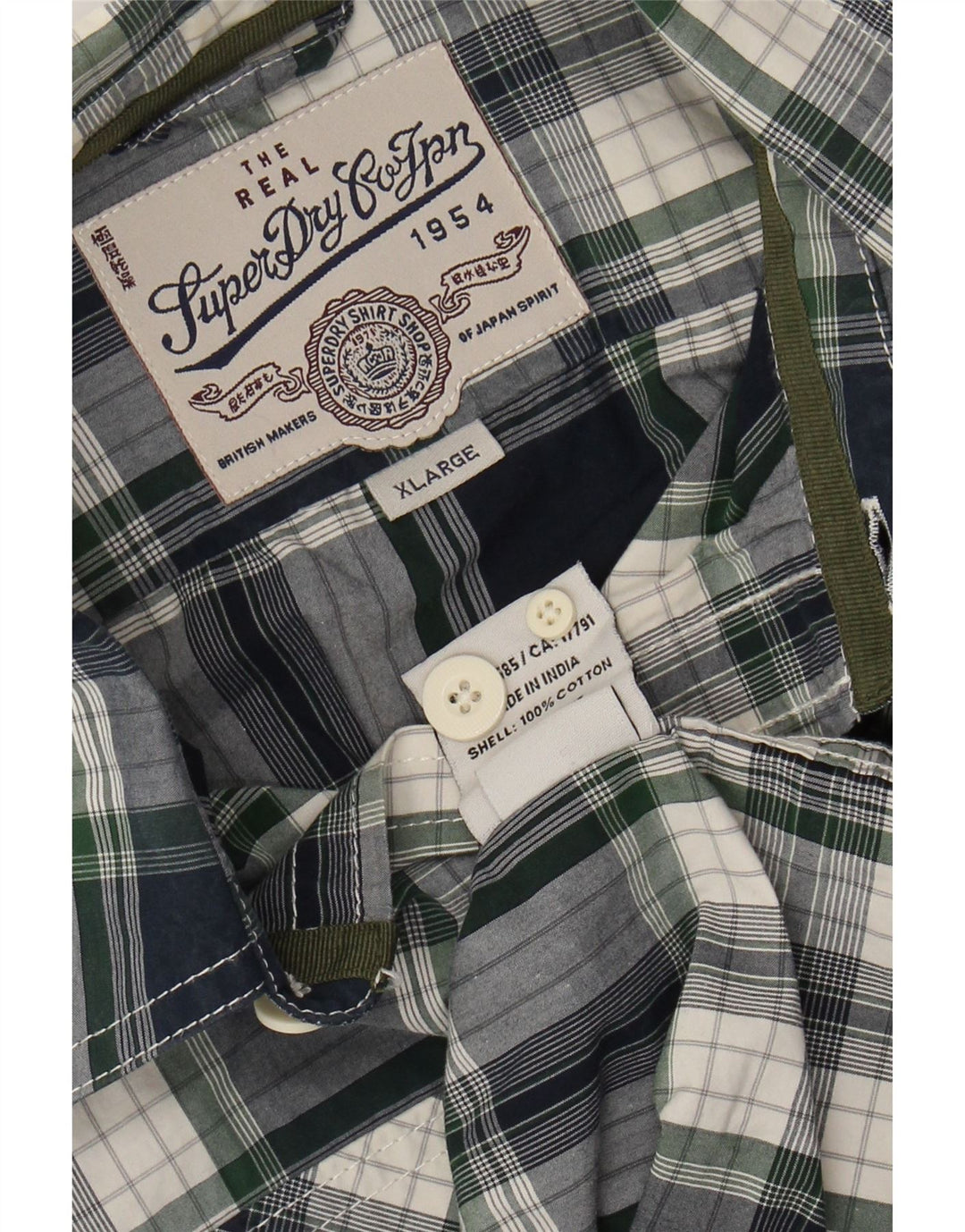 SUPERDRY muška košulja XL tamnoplava karirana pamuk