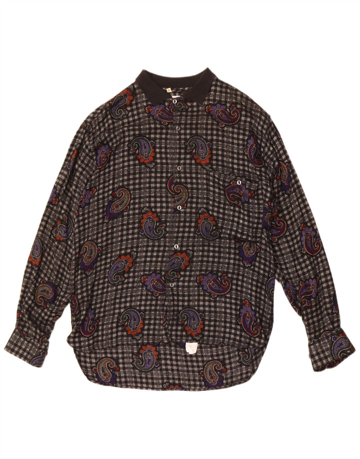 Vintage muška flanelska košulja srednje crne boje od viskoze