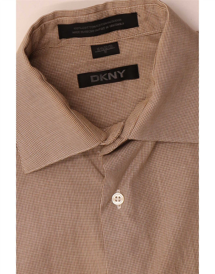 Dkny muška košulja veličine 15 1/2 srednje smeđe karirane pamuk