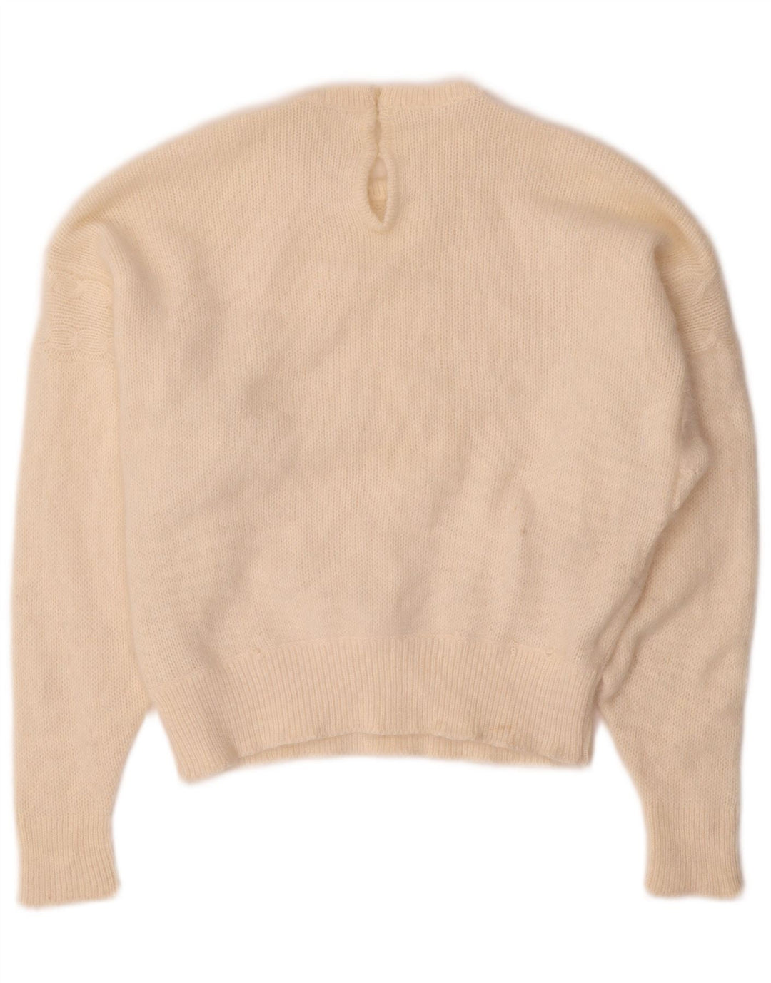 VINTAGE ženski džemper s okruglim izrezom UK 14 srednje bijele boje