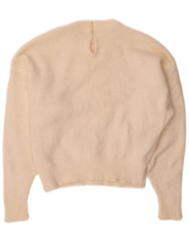 VINTAGE ženski džemper s okruglim izrezom UK 14 srednje bijele boje