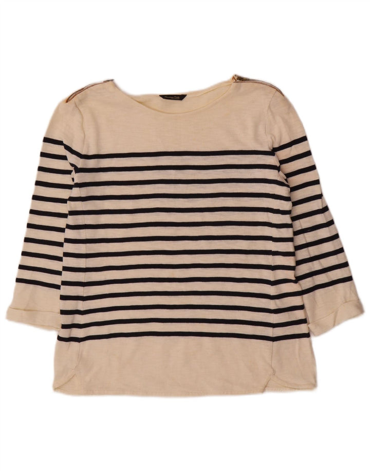 Ženska majica Massimo Dutti s 3/4 rukavima UK 12, pamuk srednje bijele pruge