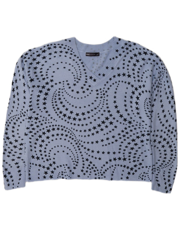 Marks & Spencer ženski džemper s V-izrezom UK 16 Large Blue