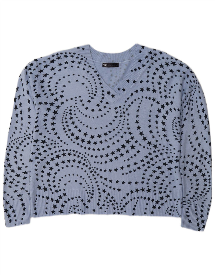 Marks & Spencer ženski džemper s V-izrezom UK 16 Large Blue