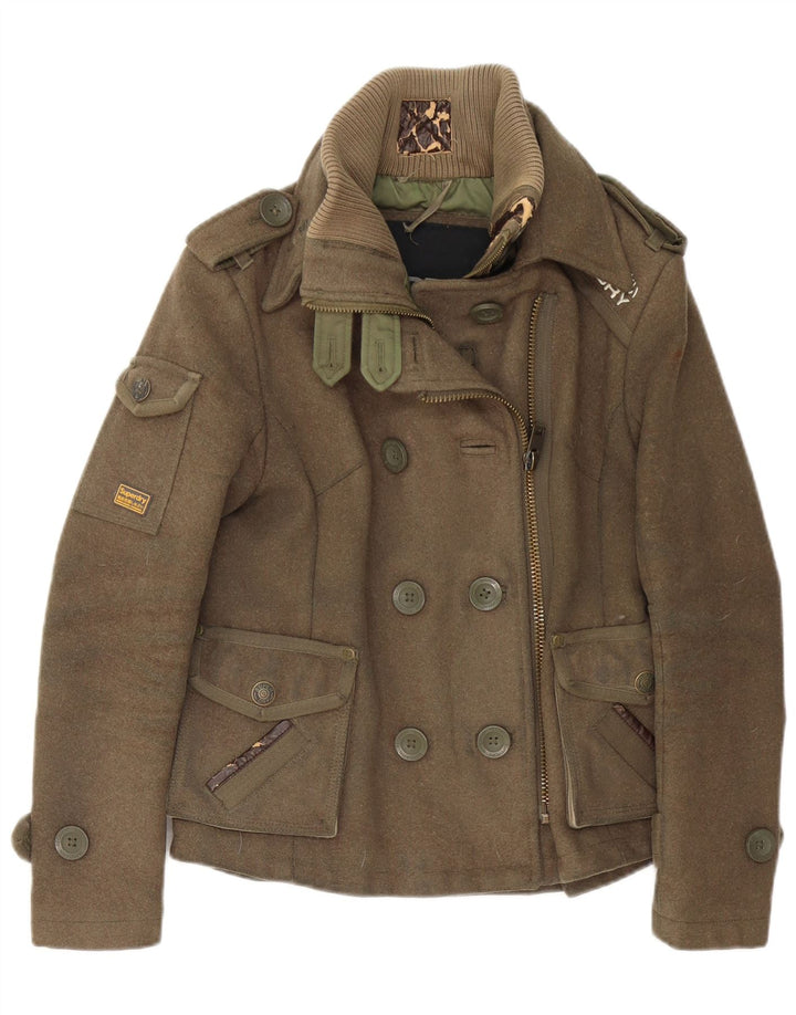 Superdry ženska vojna jakna UK 10 mala kaki vuna