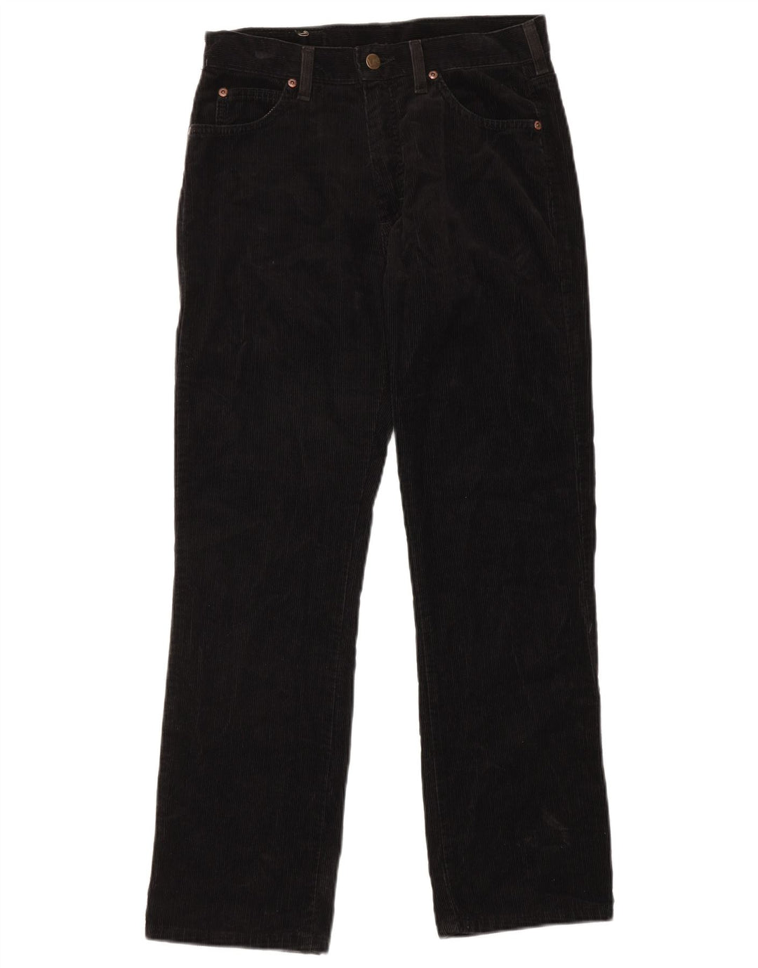 LEE Ženske ravne hlače od samta visokog struka US 12 Large W29 L30 Crne