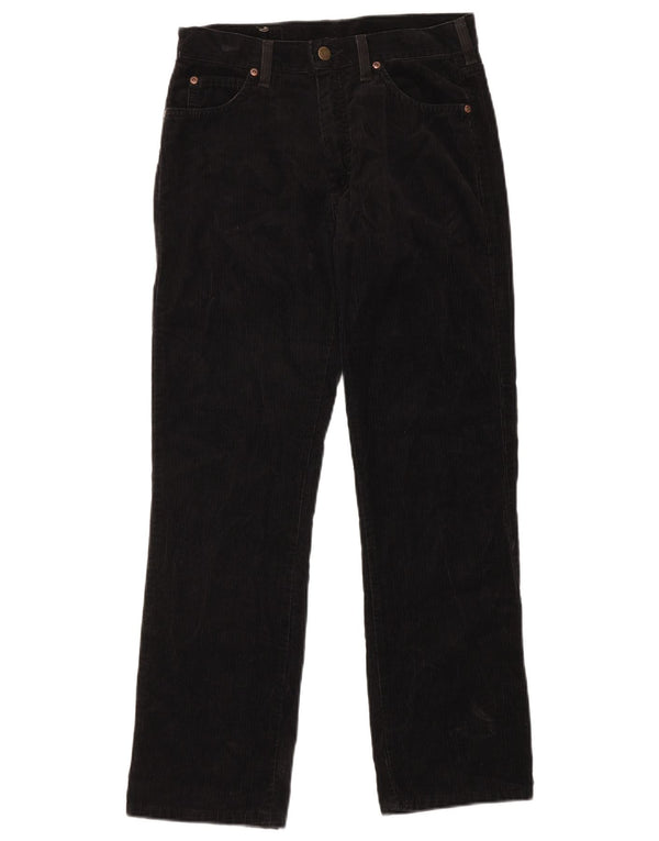 LEE Ženske ravne hlače od samta visokog struka US 12 Large W29 L30 Crne