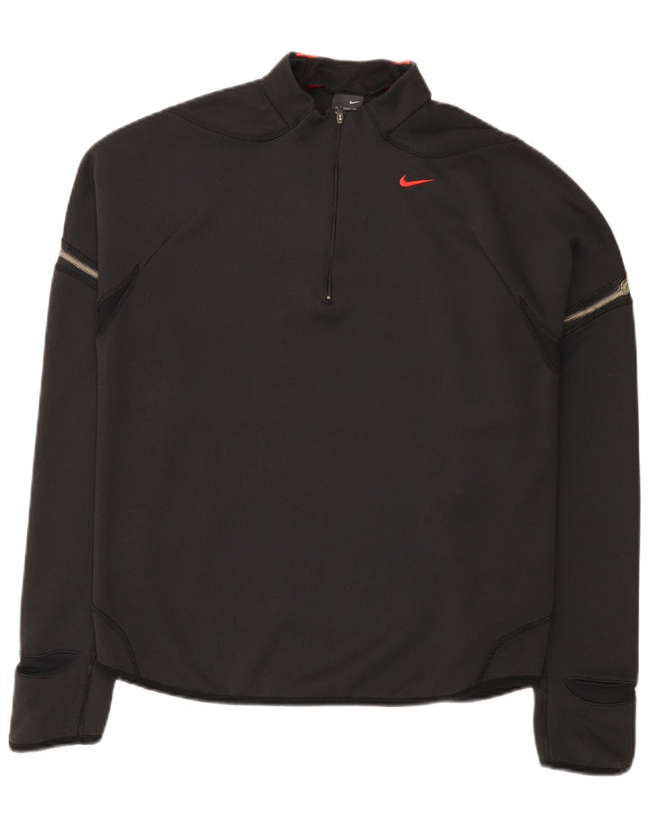 Nike muška majica s izrezom i dugim rukavima UK 42/44 veliki crni poliester