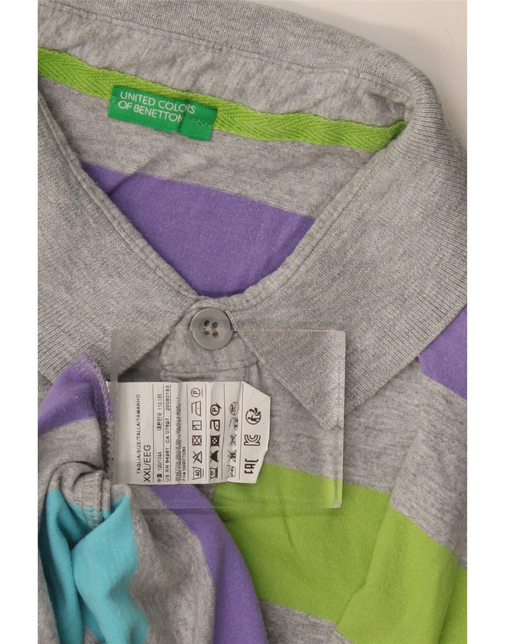 BENETTON muška polo majica 2XL pamuk na sive pruge