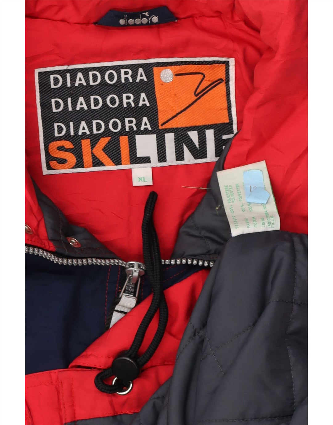 DIADORA Muška skijaška jakna s kapuljačom s grafičkim motivima UK 42 XL Red Colourblock poliester