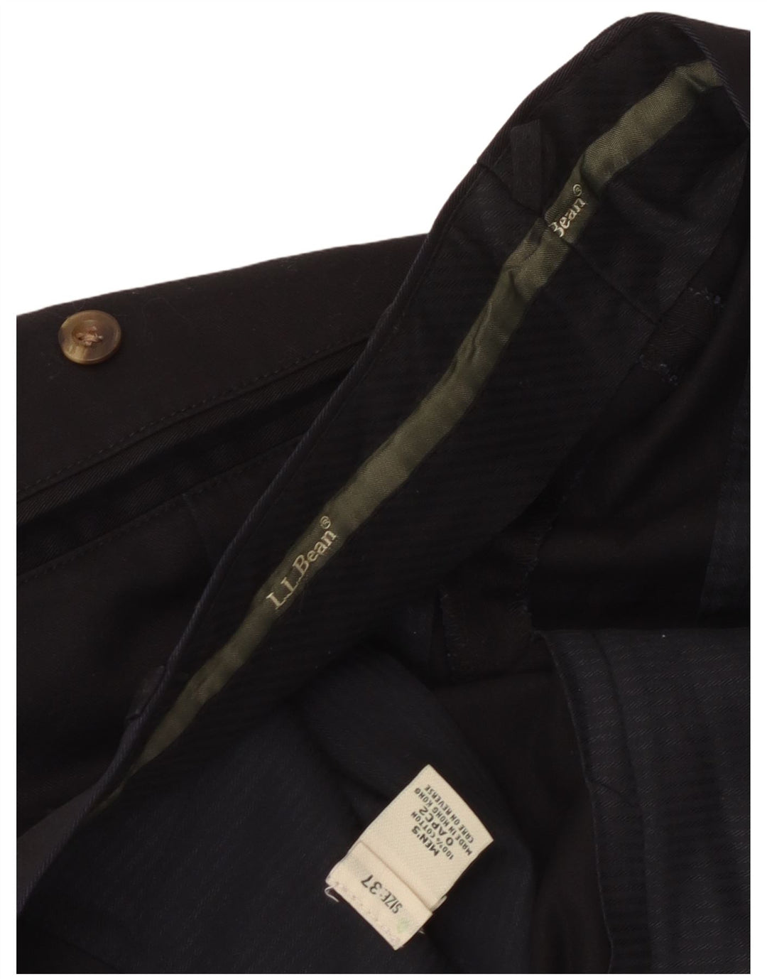 L.L.Bean muške ležerne hlače s štipaljkama W37 L32 crni pamuk