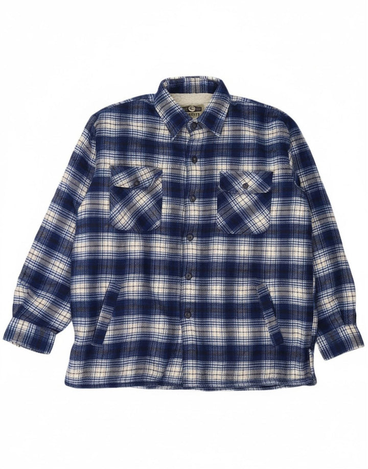 Vintage muška flanelska košulja Lumberjack, veliki plavi karirani akril
