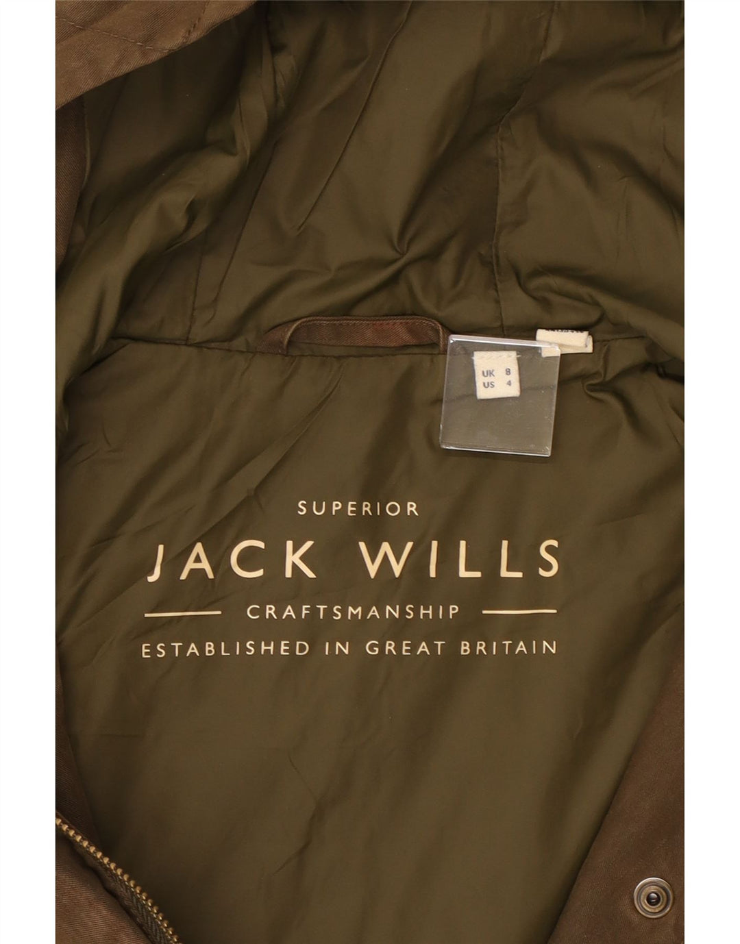 JACK WILLS Womens Oversized Hooded Parka Jacket UK 8 Small  Brown Cotton