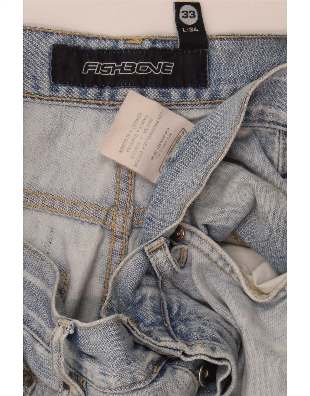 Fishbone muške bootcut traperice W33 L34 plavi pamuk