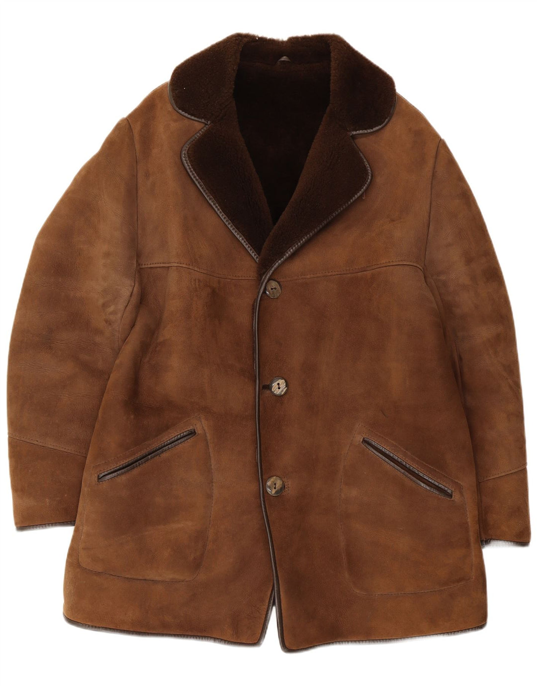 Vintage muški kaput od striženih šiša UK 36 Small Brown