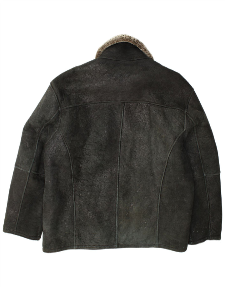 Vintage muška jakna s ovčicama UK 42 XL crna koža
