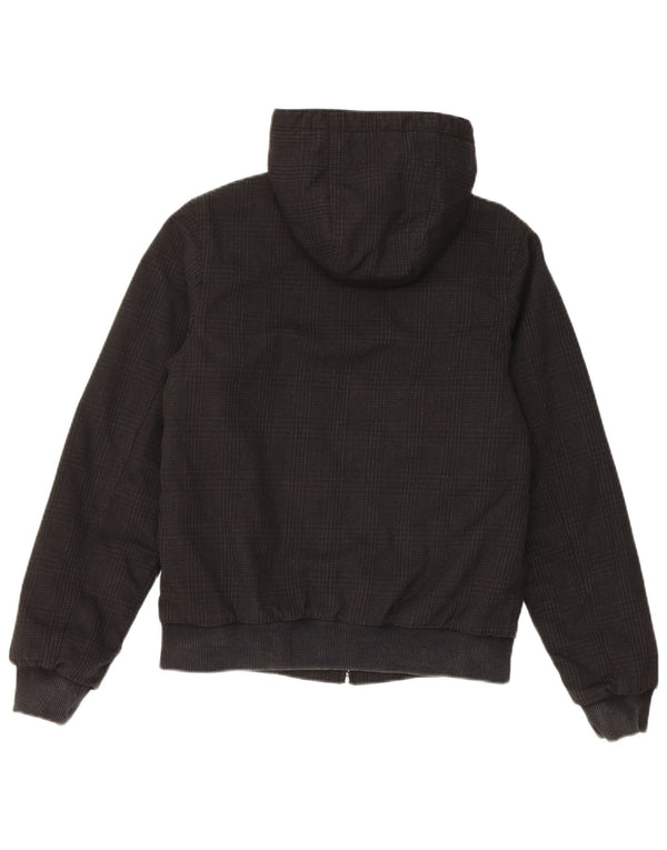 Carhartt Womens Hooded Bomber Jacket UK 6 XS Black Check Polyester