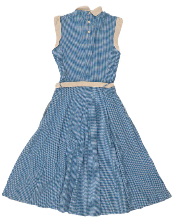 Vintage ženska maksi haljina bez rukava UK 10 Small Blue Gingham