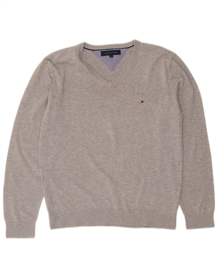 Tommy Hilfiger muški džemper s V-izrezom, srednje sivi pamuk