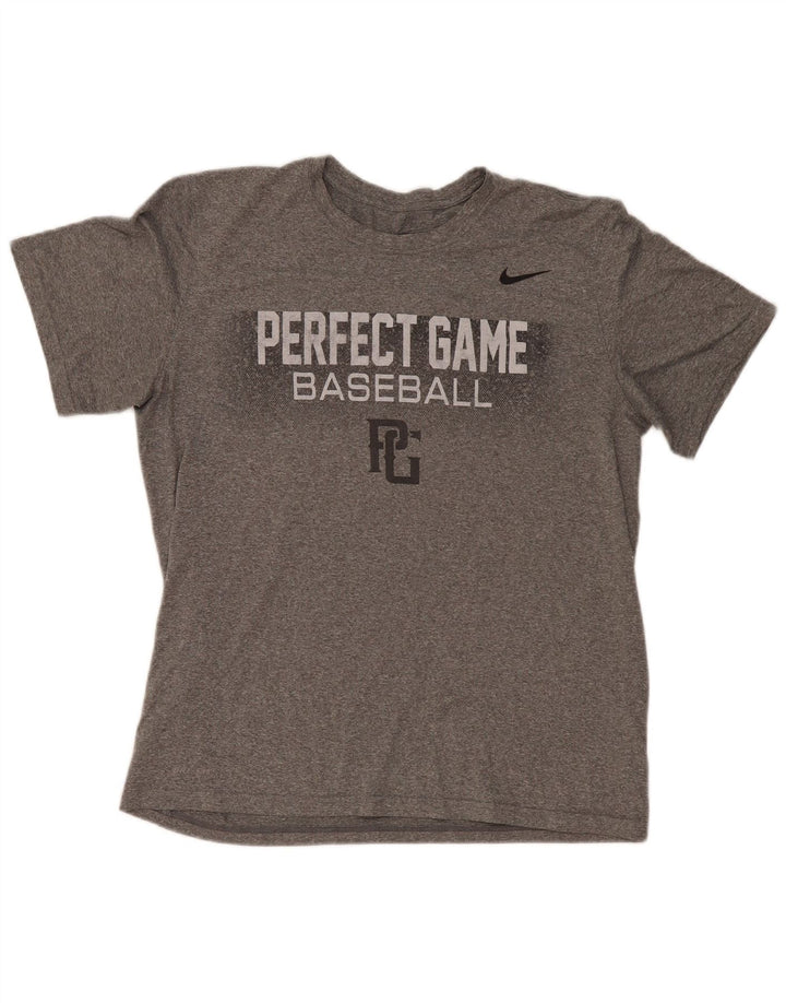 Nike Dri Fit Graphic T-Shirt Top Large Grey Flected Poliester